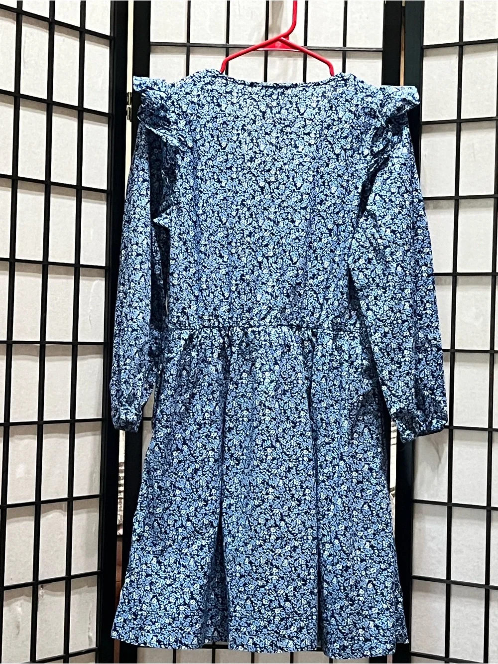 J. CREW Blue Floral Puff-Sleeve  MINI Dress WOMEN SIZE S